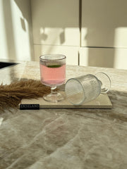 Ekselans - Geribbelde Dessertglazen - Op Voet - Set van 6 - 200 ml