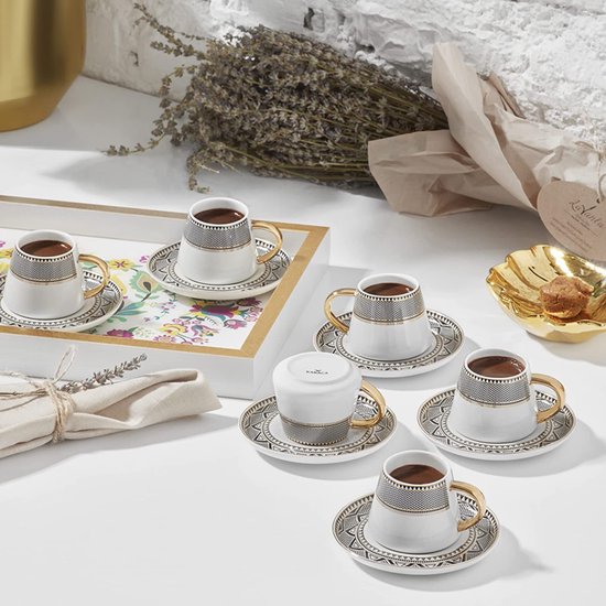 Karaca Globe - 6-Persoons Koffiekopjes Set – 80 ml - Porselein - 6 Stuks