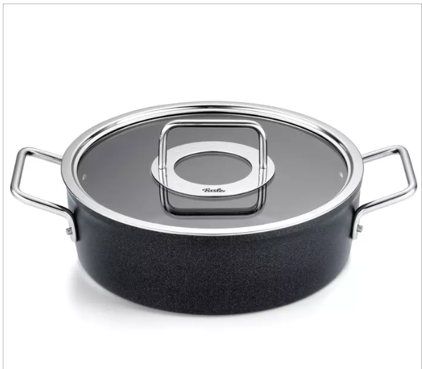 Fissler Adamant - Kookpan Laag met Glasdeksel - 24cm - Zwart