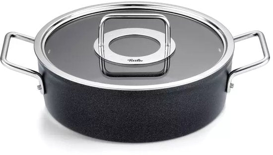 Fissler Adamant - Kookpan Laag met Glasdeksel - 24cm - Zwart