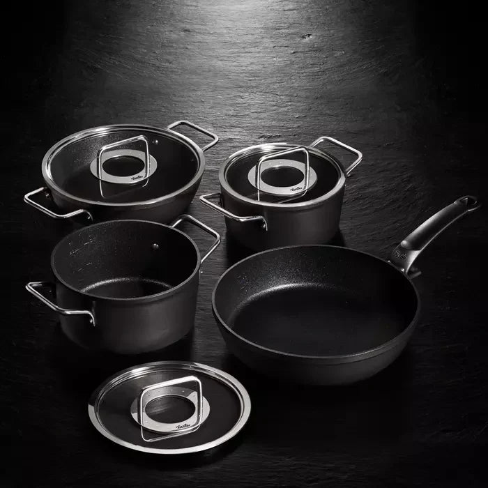 Fissler Adamant - Pannenset met Glasdeksel - 2-delig - Zwart