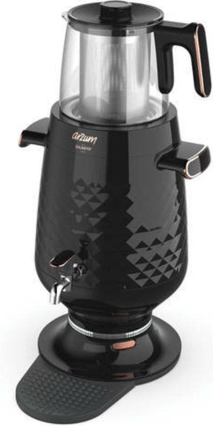 Arzum Ehlikeyf Samovar AR3083-0100 | Zwart - Turkse Theemachine - 3.5 + 1.2 liter - Led-indicator - 2200 W