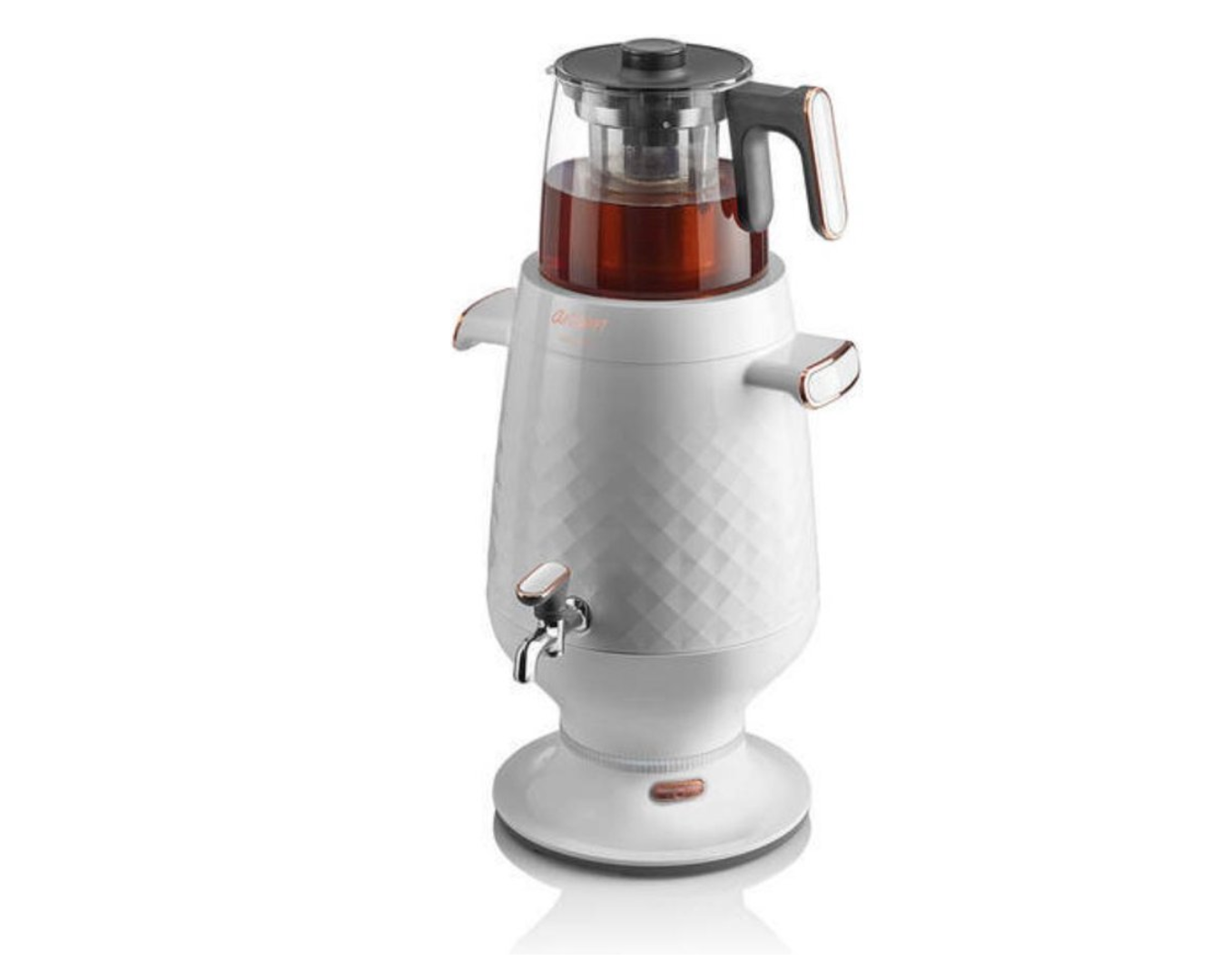 Arzum Ehlikeyf Samovar AR3083-0200 | Wit - Turkse Theemachine - 3.5 + 1.2 liter - Led-indicator - 2200 W