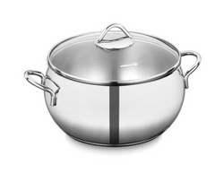 Korkmaz A1072 Tombik - Kookpan – 18x10 cm – 2,5 Liter – RVS – Inductie Geschikt – Solar Base – Met Glazen Deksel