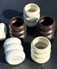 Wave Bubble Z-119 - Keramiek Mok – 400 ml - Set van 2 - Mat Beige - Handgemaakt - Koffie bekers