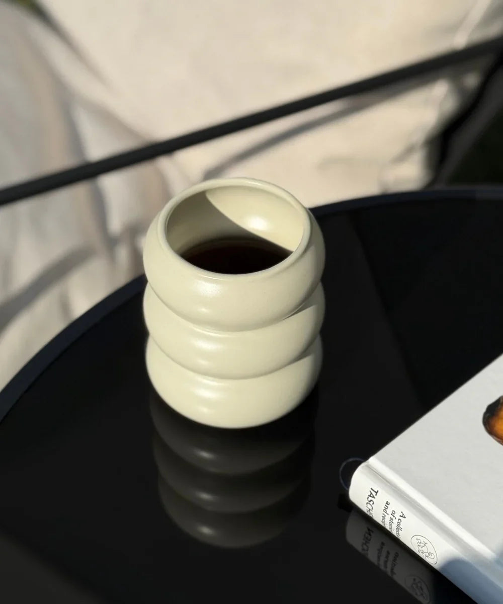 Wave Bubble Z-119 - Keramiek Mok – 400 ml - Set van 2 - Mat Beige - Handgemaakt - Koffie bekers