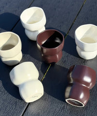 Keramieken Organic Mokken – Set van 2 - 400 ml - Glans Wit - Handgemaakt - Hittebestendige Koffie mok