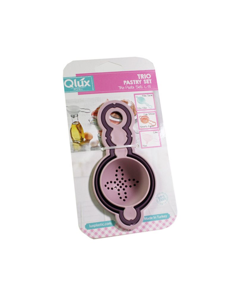 Q-Lux - Trio Bakaccessoire Set – Mini Zeef, Eierscheider en Trechter