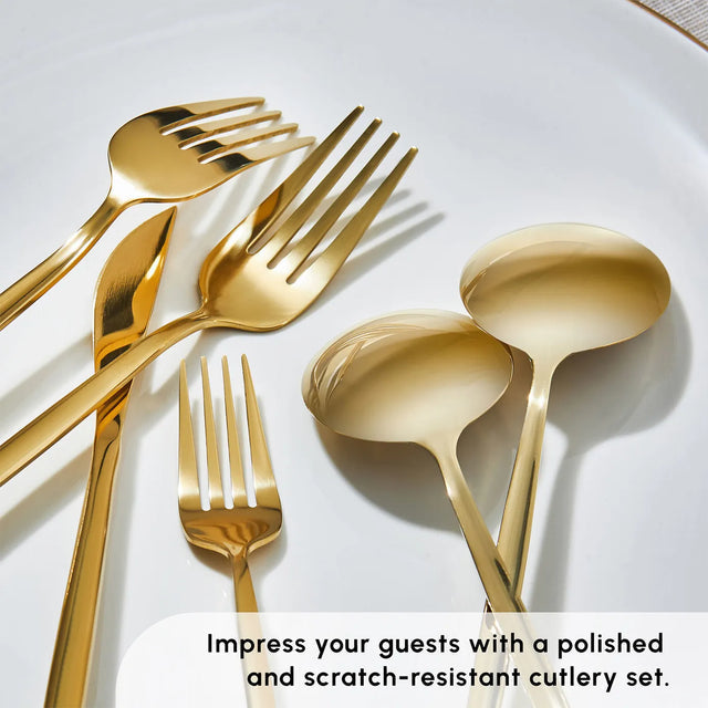 Karaca Bella - 24-delige Bestekset - 6-Persoons - Glanzend Goud