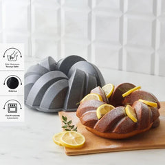 Karaca Cake Pro - Gietijzeren Cakevorm – Gevlochten Design – Antraciet – Ø 26 cm