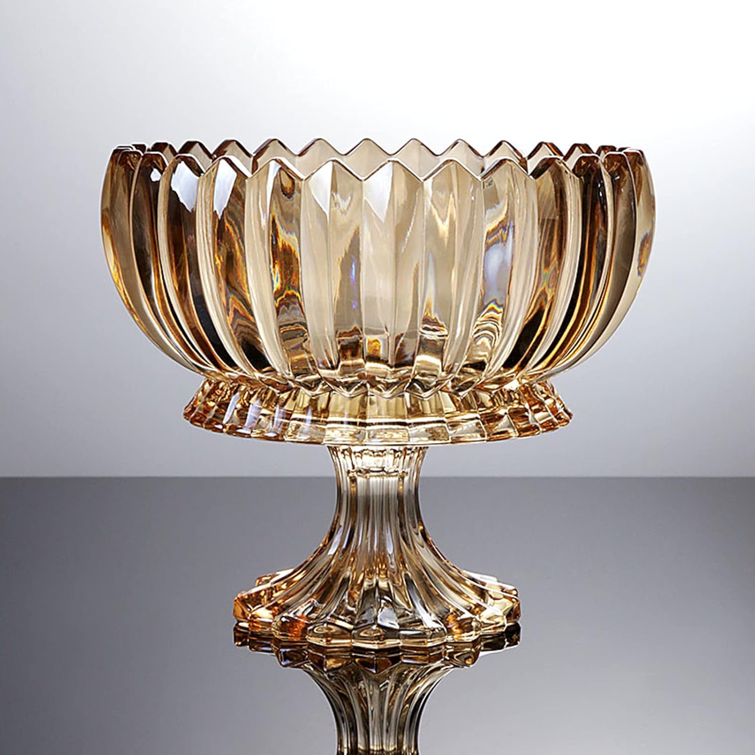 Bavary Lotus - Glazen Serveerset met Voet – Amber – 4-Delige Set