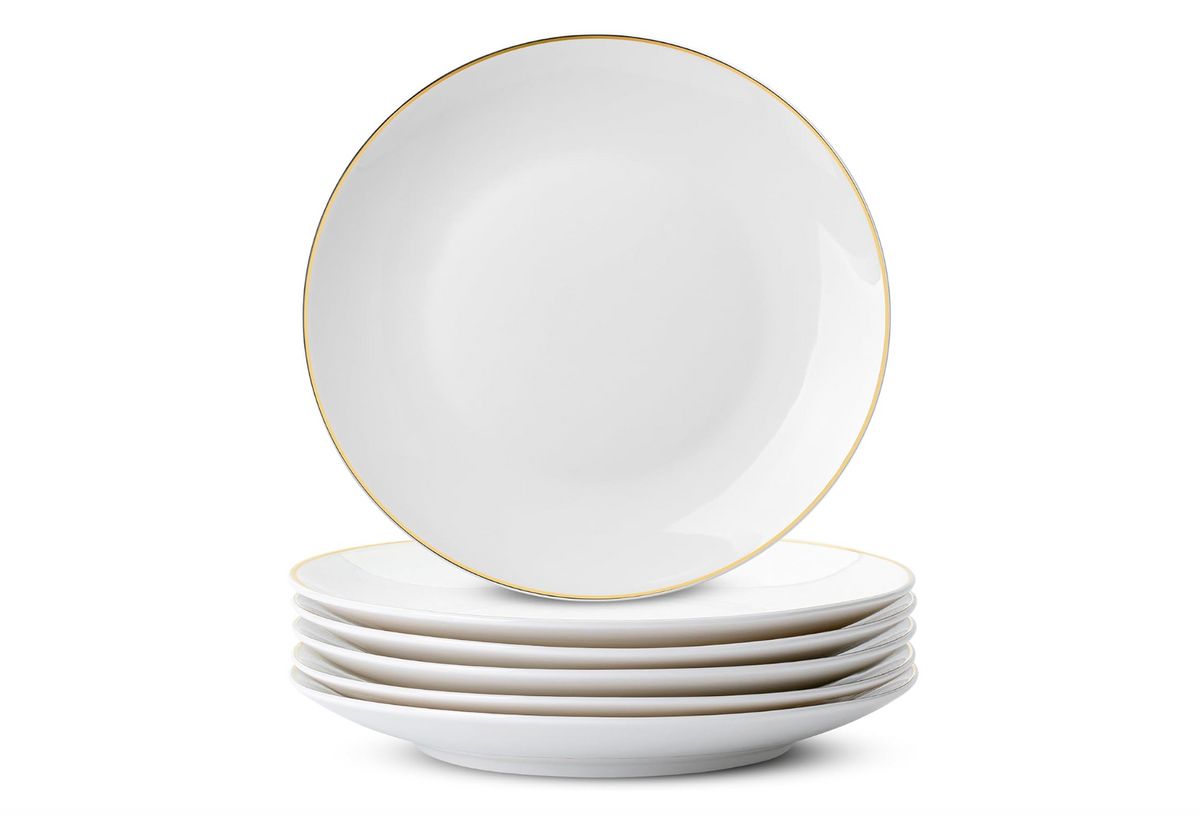 Bavary Collection - Porseleinen Dessertborden met Gouden Rand – Set van 4
