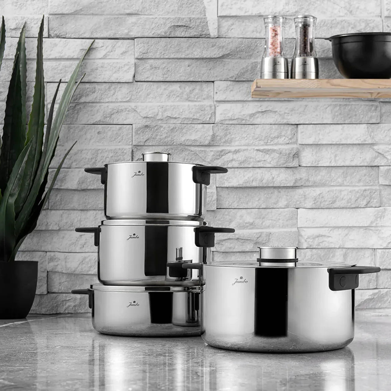 Jumbo Infinity - 8-delige 3-laags - RVS Inductie Kookset