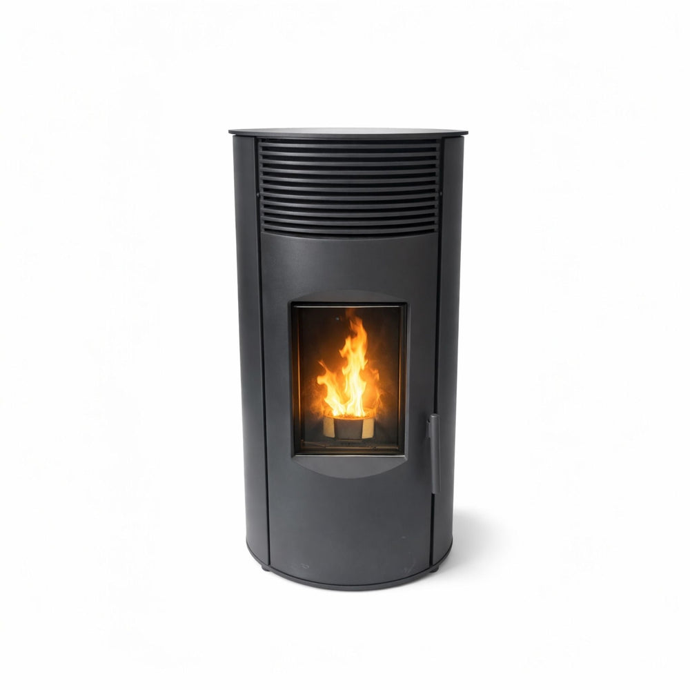 TP-08 Air Pelletkachel – Zwart – 10 kW – 15 kg Inhoud – Ø80 mm Rookgasafvoer – 91,6% Rendement – 128 kg