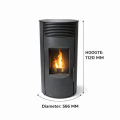 TP-08 Air Pelletkachel – Zwart – 10 kW – 15 kg Inhoud – Ø80 mm Rookgasafvoer – 91,6% Rendement – 128 kg