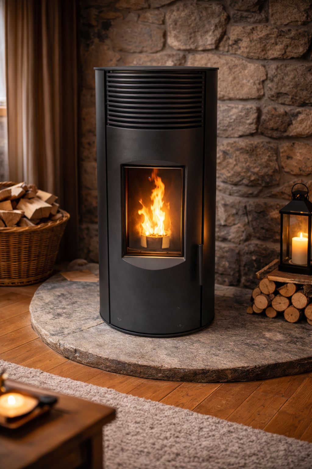 TP-08 Air Pelletkachel – Zwart – 10 kW – 15 kg Inhoud – Ø80 mm Rookgasafvoer – 91,6% Rendement – 128 kg
