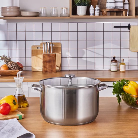 Karaca Elite - RVS Inductie Soeppan met Deksel – 30 cm – Zilver – Geschikt voor Inductie – Duurzaam Roestvrij Staal