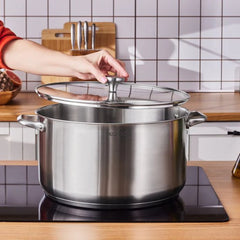 Karaca Elite RVS - Inductie Soeppan met Deksel – 34 cm – Zilver – Geschikt voor Inductie – Duurzaam Roestvrij Staal