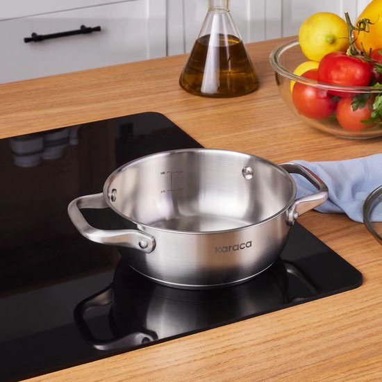 Karaca Elite - RVS Inductie Hapjespan met Deksel – 18 cm, Zilver