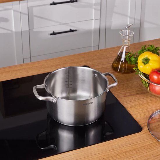 Karaca Elite - Kookpot met Deksel – 22 cm – RVS – Inductie Geschikt – Zilver