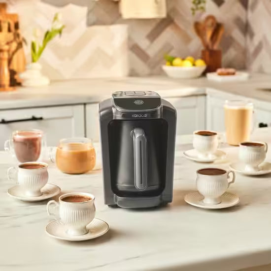Karaca Hatir Neo - Turkse Koffiemachine met Melk – Space Grey – 1-5 Kopjes – Automatisch Overkookbeveiliging
