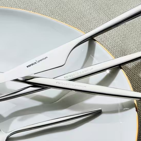 Karaca Moongate 316+ Bestekset 84-Delig – Premium RVS – 12 Personen – Luxe Dinerset