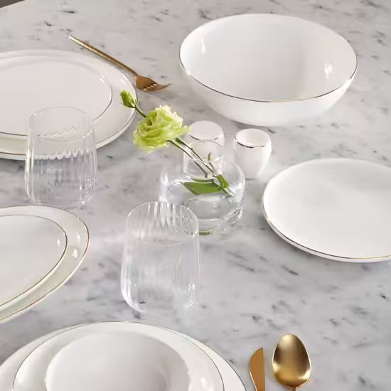 Karaca Streamline Meridian Gold - Servieset 59-Delig – 12 Personen – Luxe Dinerset