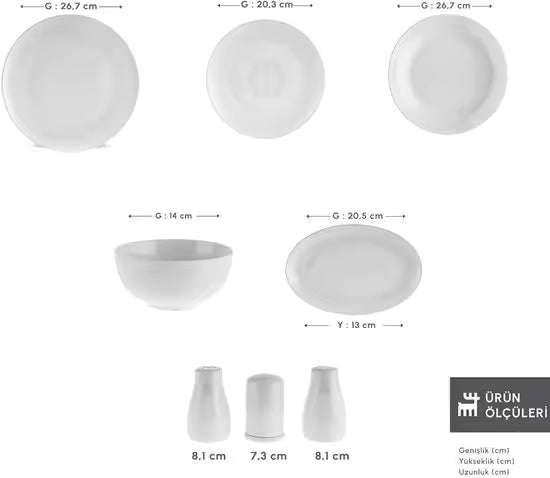 Karaca Forever Bone Artiste - Porseleinen 53-Delige Servies Set - 12-Persoons
