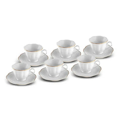 Karaca Bell - Porseleinen Koffiekopset met Onderzetters – 6 Personen – 90 ml