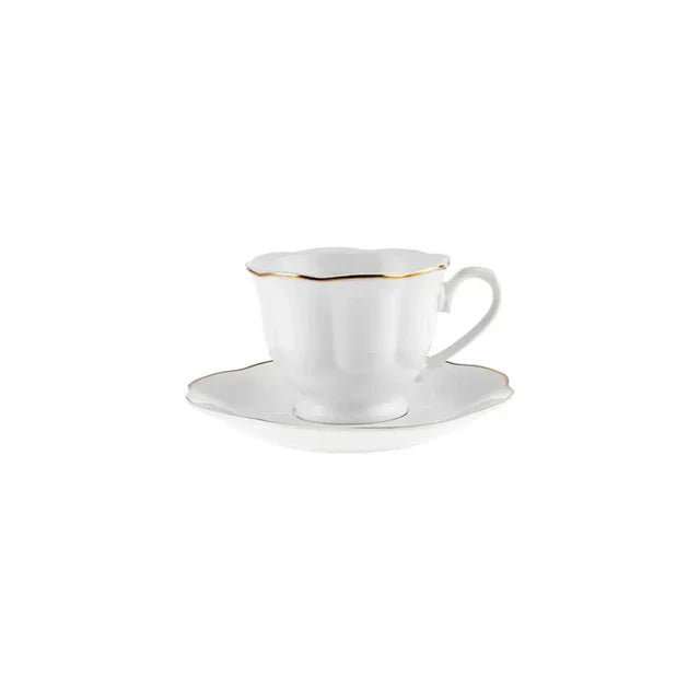 Karaca Bell - Porseleinen Koffiekopset met Onderzetters – 6 Personen – 90 ml