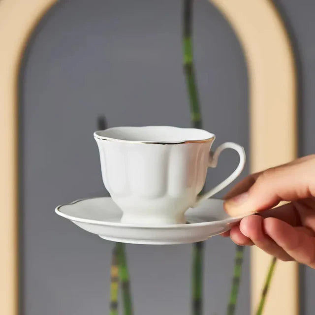 Karaca Bell - Porseleinen Koffiekopset met Onderzetters – 6 Personen – 90 ml