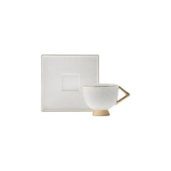 Karaca Art Deco Cream - Porseleinen Koffiekopjesset – 2 Personen – Crèmekleurig