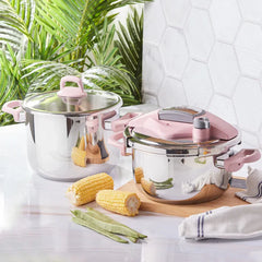 Karaca Perfect Pink Snelkookpan Set 4 + 6 Liter – Drukpan Set met Veiligheidssysteem