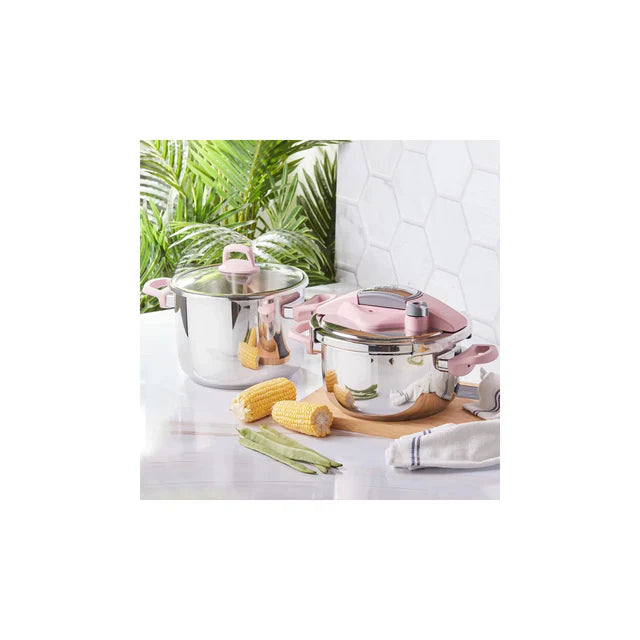Karaca Perfect Pink Snelkookpan Set 4 + 6 Liter – Drukpan Set met Veiligheidssysteem