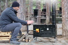 KMP01 Sabah Camping Houtskachel Met Oven- Cook Camping Stove - Zwart- Roestvrij Staal - Outdoor- Draagbaar Kachel - Buitenoven Tentkachel - Pizza Oven Outdoor - Mini houtkachel vrijstaand - Campingkachel - Tentfornuis -Met Schoorsteenpijpen - Compacte bui