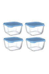 Paşabahçe Snowbox 53223 - Vershoudbakjes - Set van 4 - Blauw