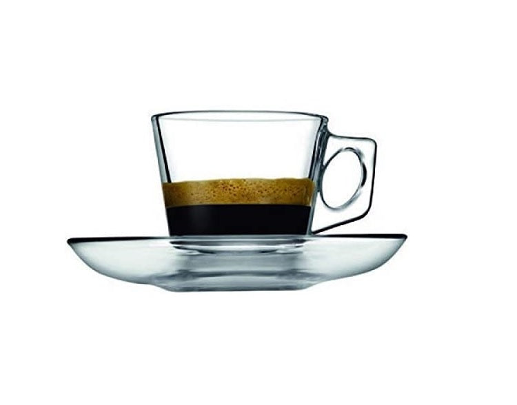 Paşabahçe Vela - Set Espresso kopjes + Schoteltjes - 80 ml - Set van 6