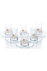 Paşabahçe Kayla - Turkse Theeglazen Met onderzetters - Set van 6 - 160 ML