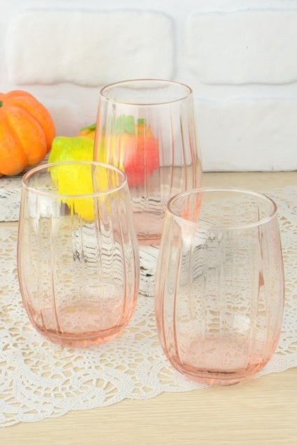 Paşabahçe Linka - Roze Waterglas/Waterglazen - Set van 3 - 380 ML