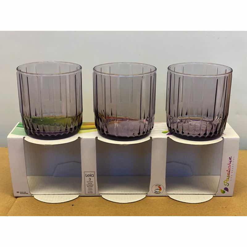 Paşabahçe Leia - Paarse Waterglas/Waterglazen - 265 ML - Set van 3