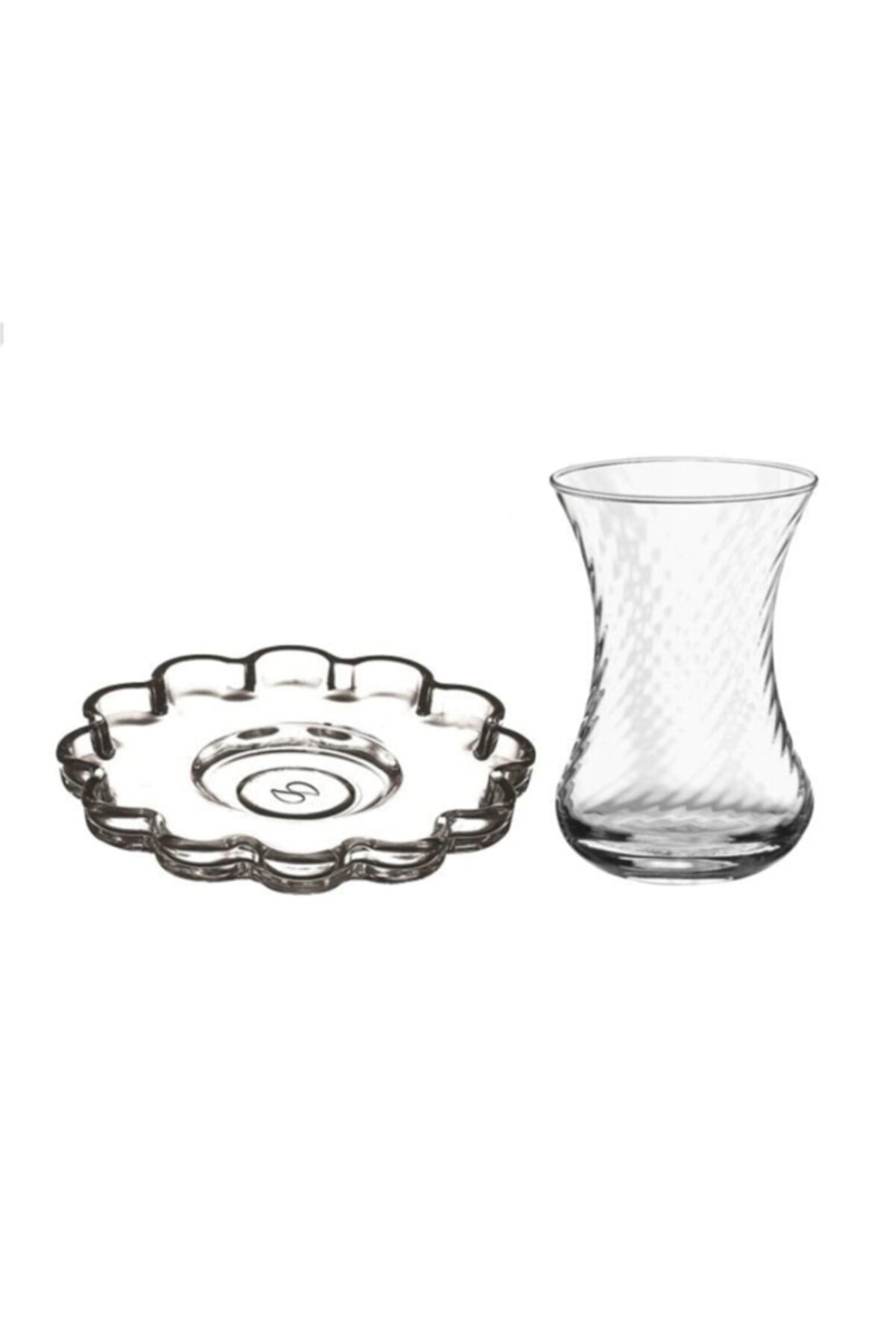 Paşabahçe Papatya - Glazen Turkse Thee Onderzetters - Set van 6 - 110 MM