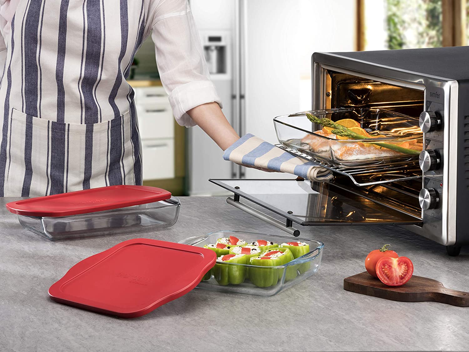 Borcam 59024 - Vierkante Ovenschaal Met Deksel - 3200 ML