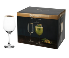 Paşabahçe Golden Touch- Glazen Op Voet met Goude Randen - 460 cc - Set van 6