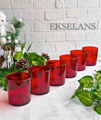 Paşabahçe Bistro - Rode Glazen/Kandelaar -Kirmizi Cam Bardak/Mumluk - 380 cc - 1 stuk