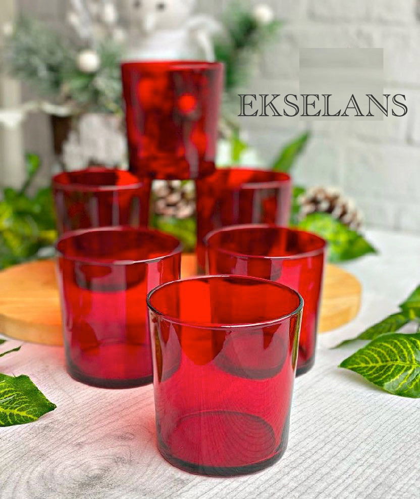 Paşabahçe Bistro - Rode Glazen/Kandelaar -Kirmizi Cam Bardak/Mumluk - 380 cc - 1 stuk