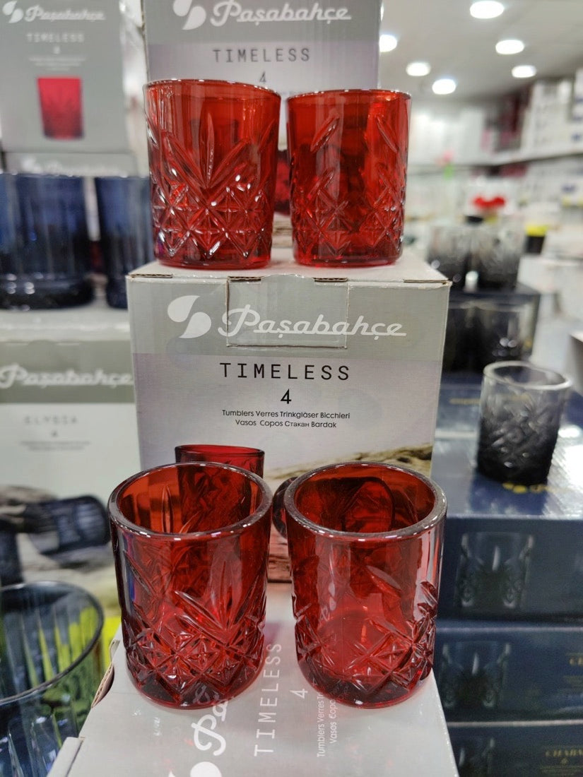 Paşabahçe Timeless - Rode Shotglazen/ Kahve Yani - 62 ML - Set van 4