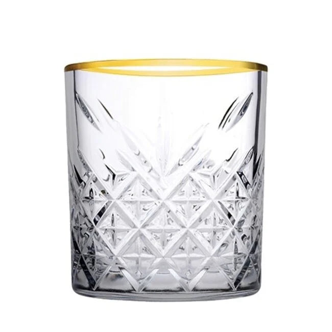 Paşabahçe Timeless Tumbler- Glazen Met Gouden Rand - 420 ml - Set van 4