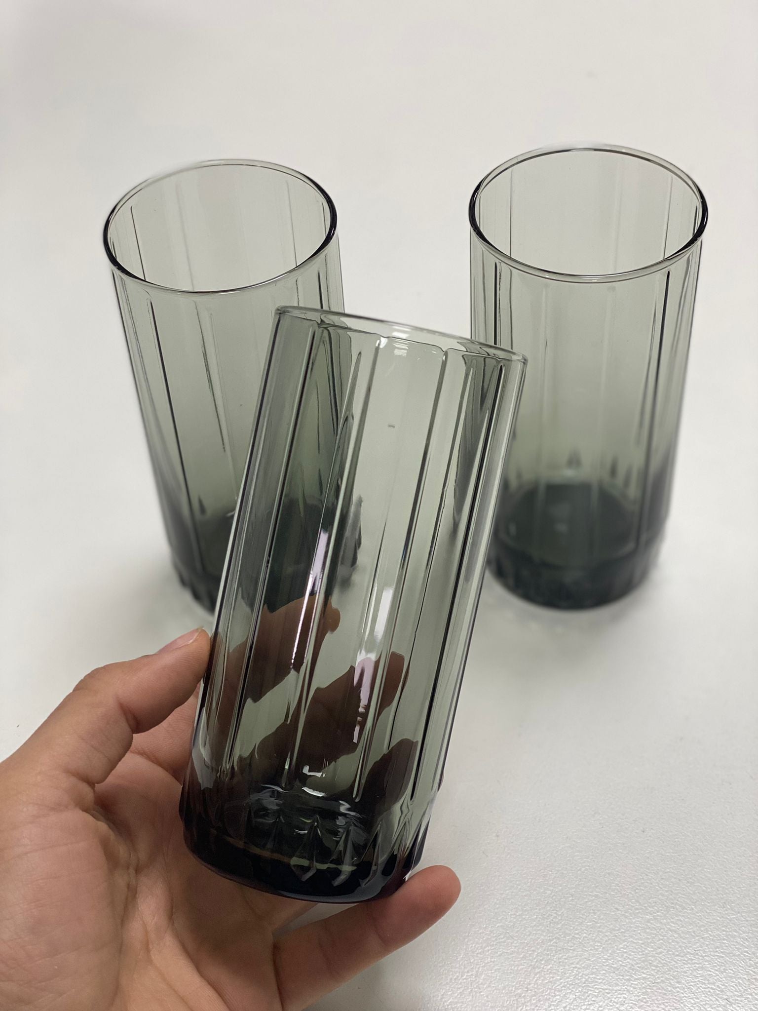 Paşabahçe Leia - Zwarte Longdrinkglazen - Set van 3 - 310 ml