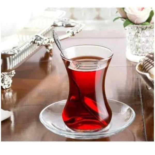 Paşabahçe Vefa Turkse TheeglazenĘ Met Onderzetters Set van 6 130 ML