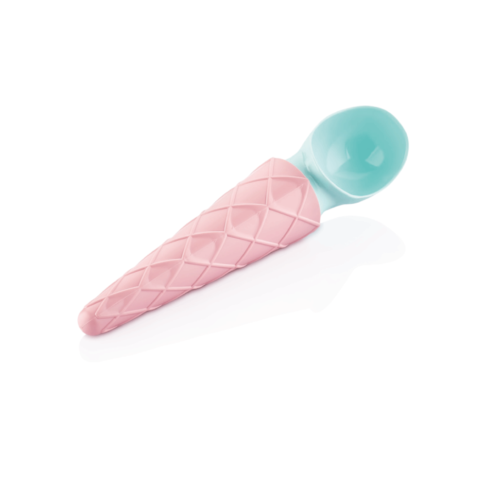 QLux - Ijslepel Met Hoorn Roze/Blauw - 1 Stuk